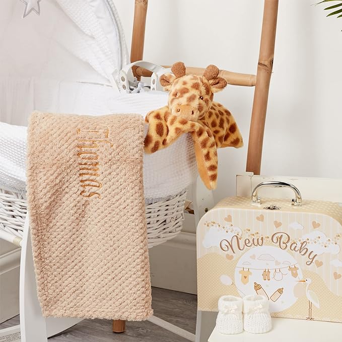 Personalised New Baby Gifts Set - Unisex Baby Gifts Personalised, Baby Hamper - Baby Personalised Gifts, New Born Baby Set with Giraffe Baby Comforter