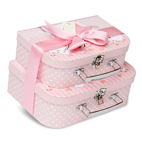 DIY Baby Gift Set 2 Pink Boxes with Ribbon and gift message card