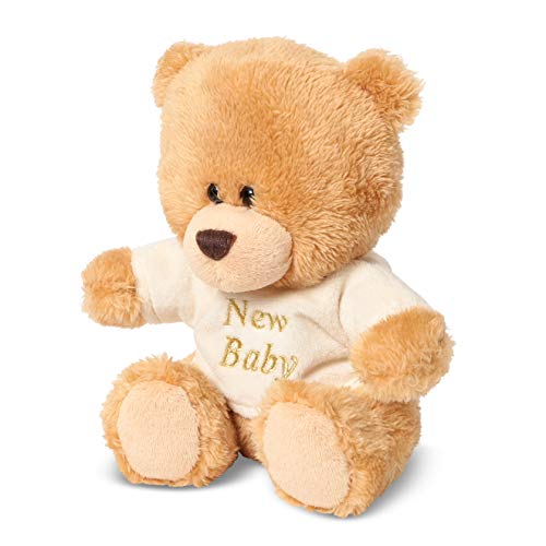 Teddy Bear - Small Brown Teddy with New Baby T-Shirt 15cm(6")