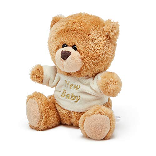 Teddy Bear - Small Brown Teddy with New Baby T-Shirt 15cm(6")