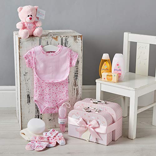 2 Pink Baby Girl Keepsake Boxes Filled with Baby Gifts and Newborn Essentials