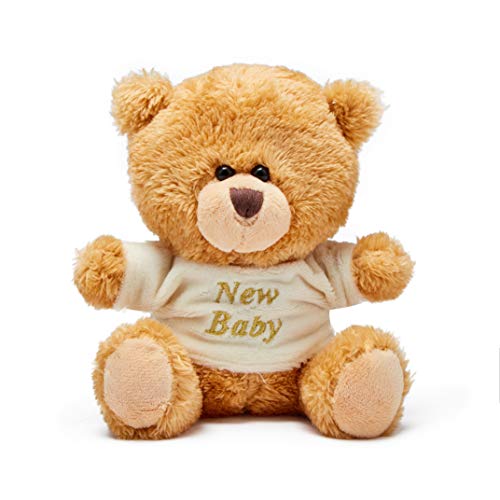 Teddy Bear - Small Brown Teddy with New Baby T-Shirt 15cm(6")