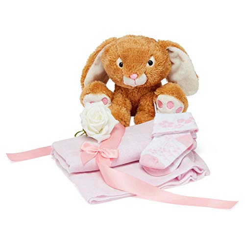 Nappy Cake - 9 Nappies Topped with Baby Teddy Rabbit