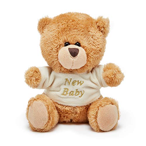 Teddy Bear - Small Brown Teddy with New Baby T-Shirt 15cm(6