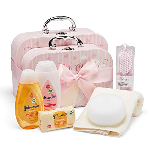 2 Pink Baby Girl Keepsake Boxes Filled with Baby Gifts and Newborn Essentials