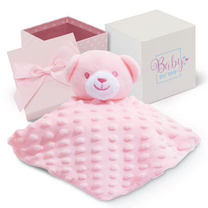 Baby Girl Gifts – Baby Comforter Pink with Bear Head in Gift Box