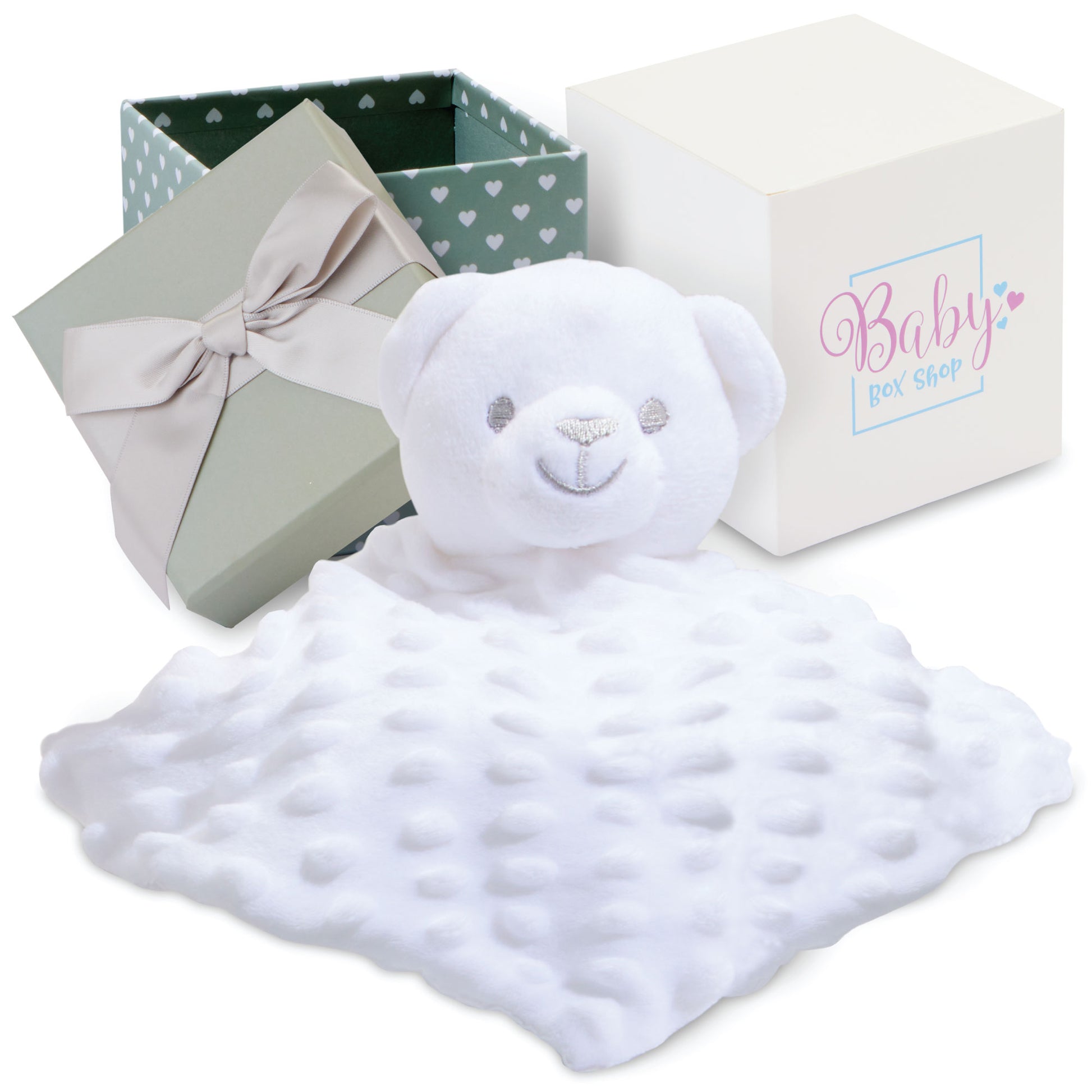 Baby Gifts – Baby Comforter Grey with Bear Head in Gift Box