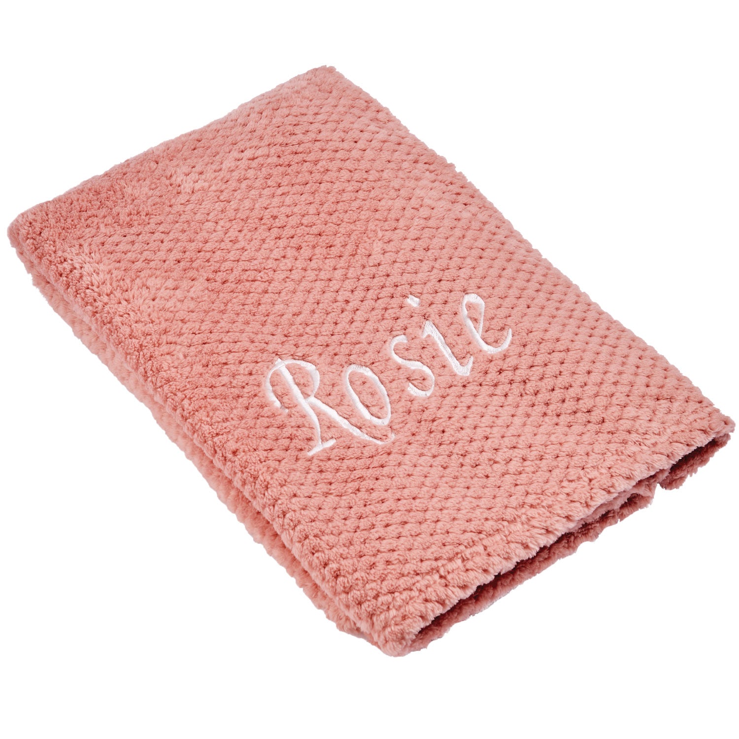 Personalised Baby Blankets - Embroidered Rose Waffle Blanket