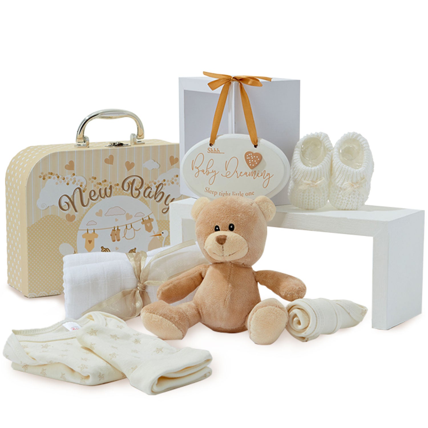 Baby Gift Set - Baby Keepsake Box Newborn Essentials Cream