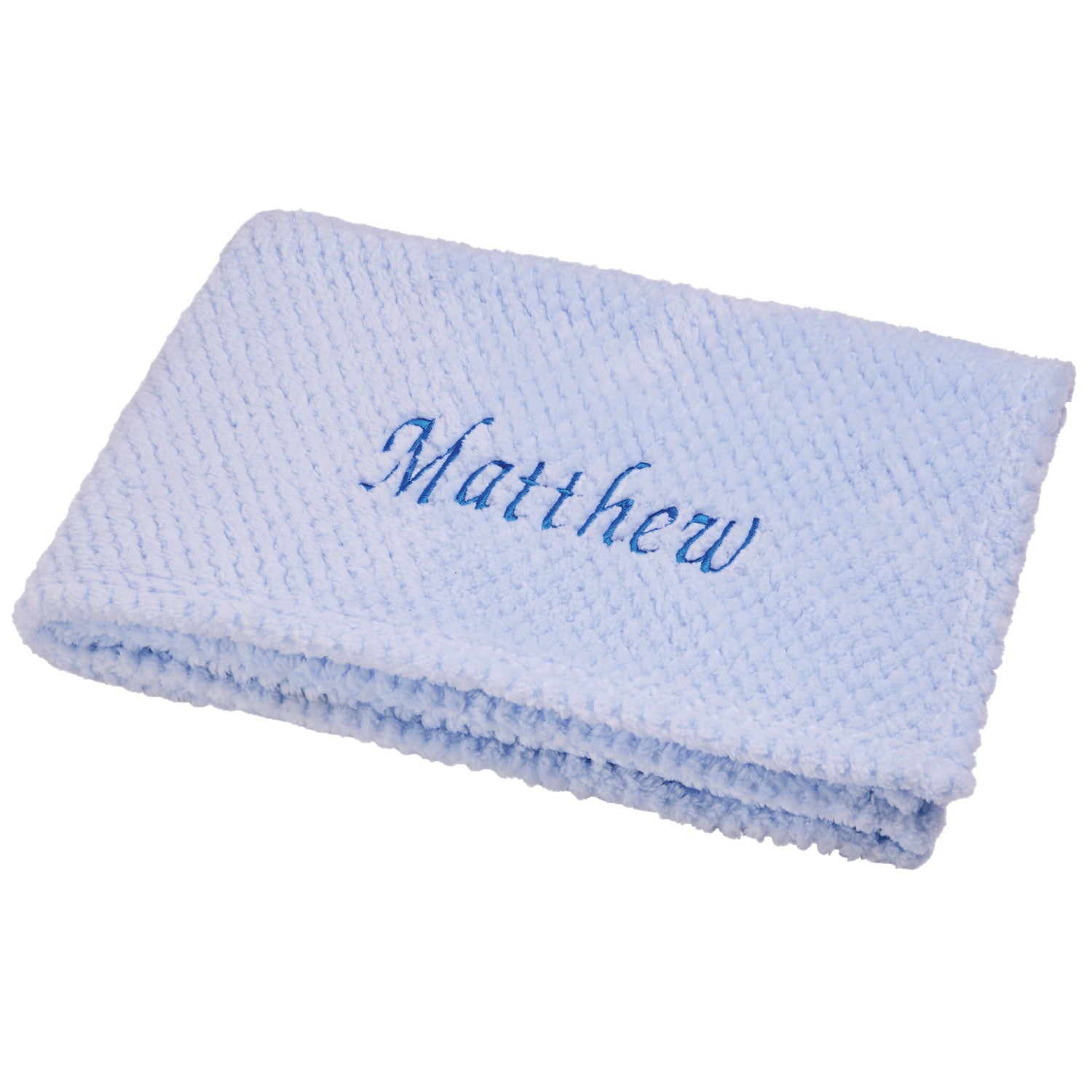 Personalised Baby Blankets - Embroidered Blue Waffle Blanket