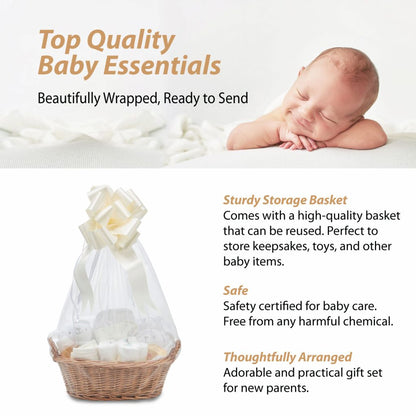 Personalised Baby Gifts – Baby Gift Basket Full of Newborn Essentials (White)