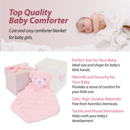 Baby Girl Gifts – Baby Comforter Pink with Bear Head in Gift Box