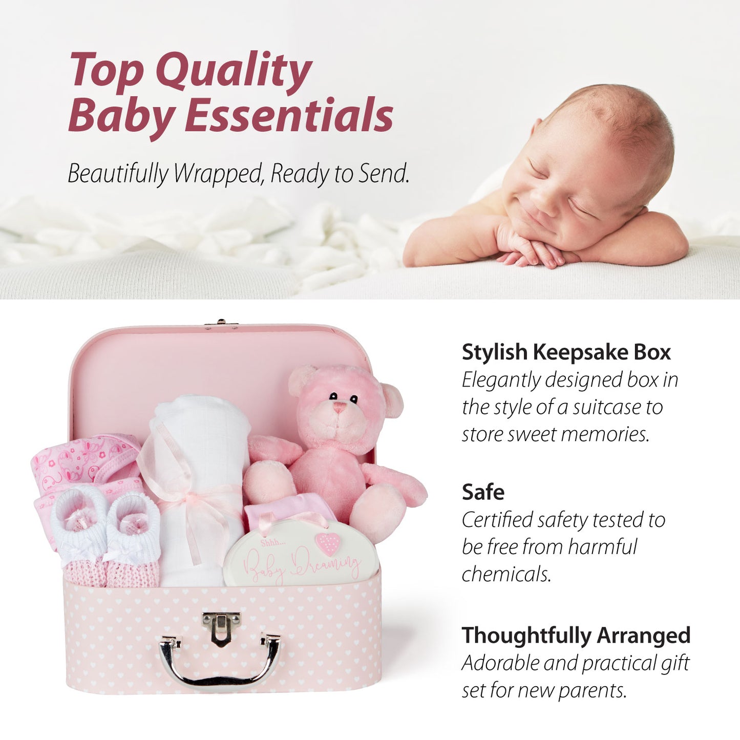 Baby Gift Set - Baby Keepsake Box Newborn Essentials Pink