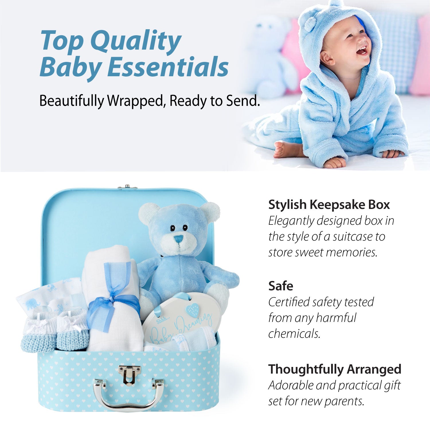 Baby Gift Set - Baby Keepsake Box Newborn Essentials Blue