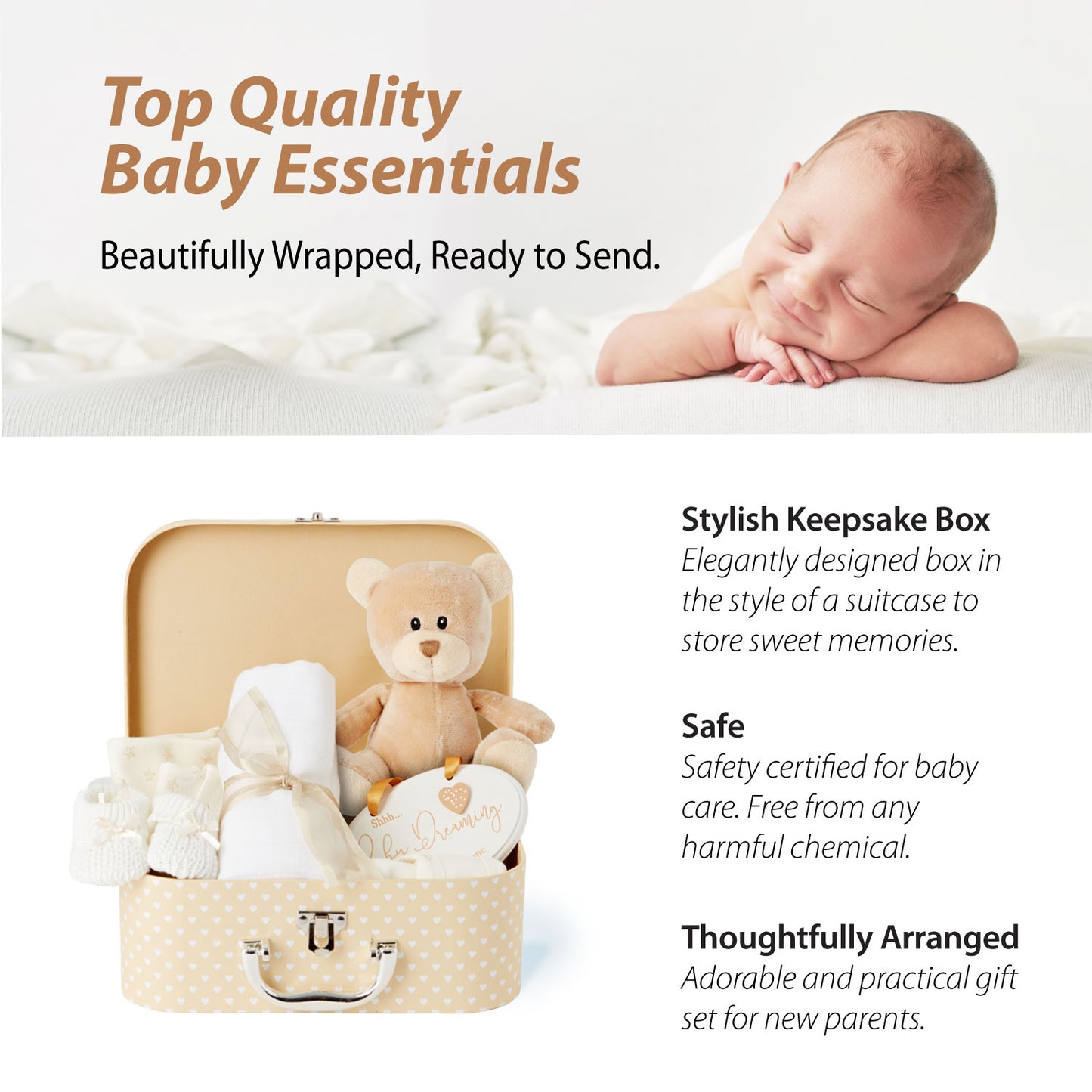 Baby Gift Set - Baby Keepsake Box Newborn Essentials Cream