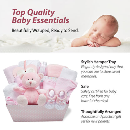 Baby Gift Set – Baby Gift Baskets Newborn Essentials in Pink Tray