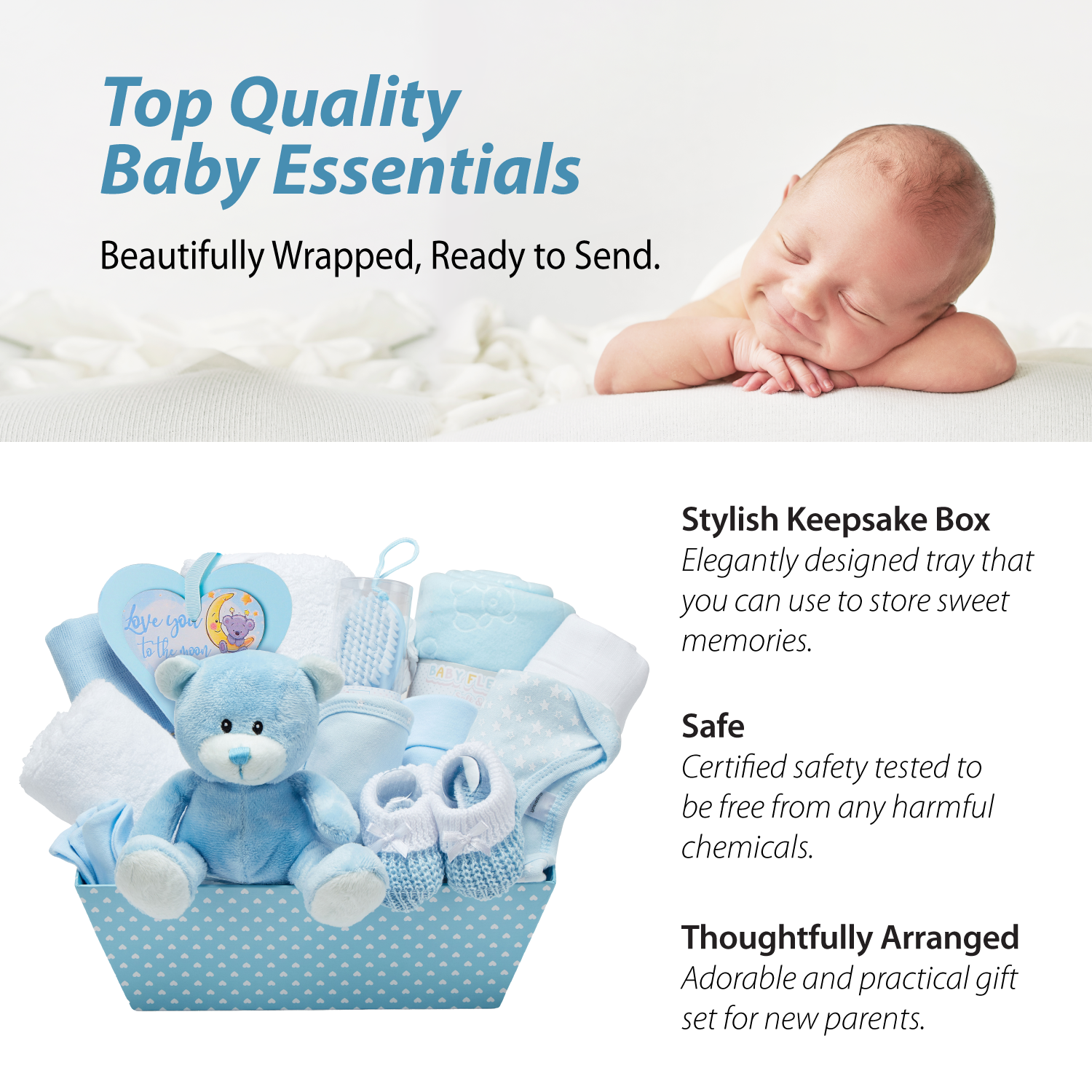 Baby Gift Set – Baby Gift Baskets Newborn Essentials in Pink Tray