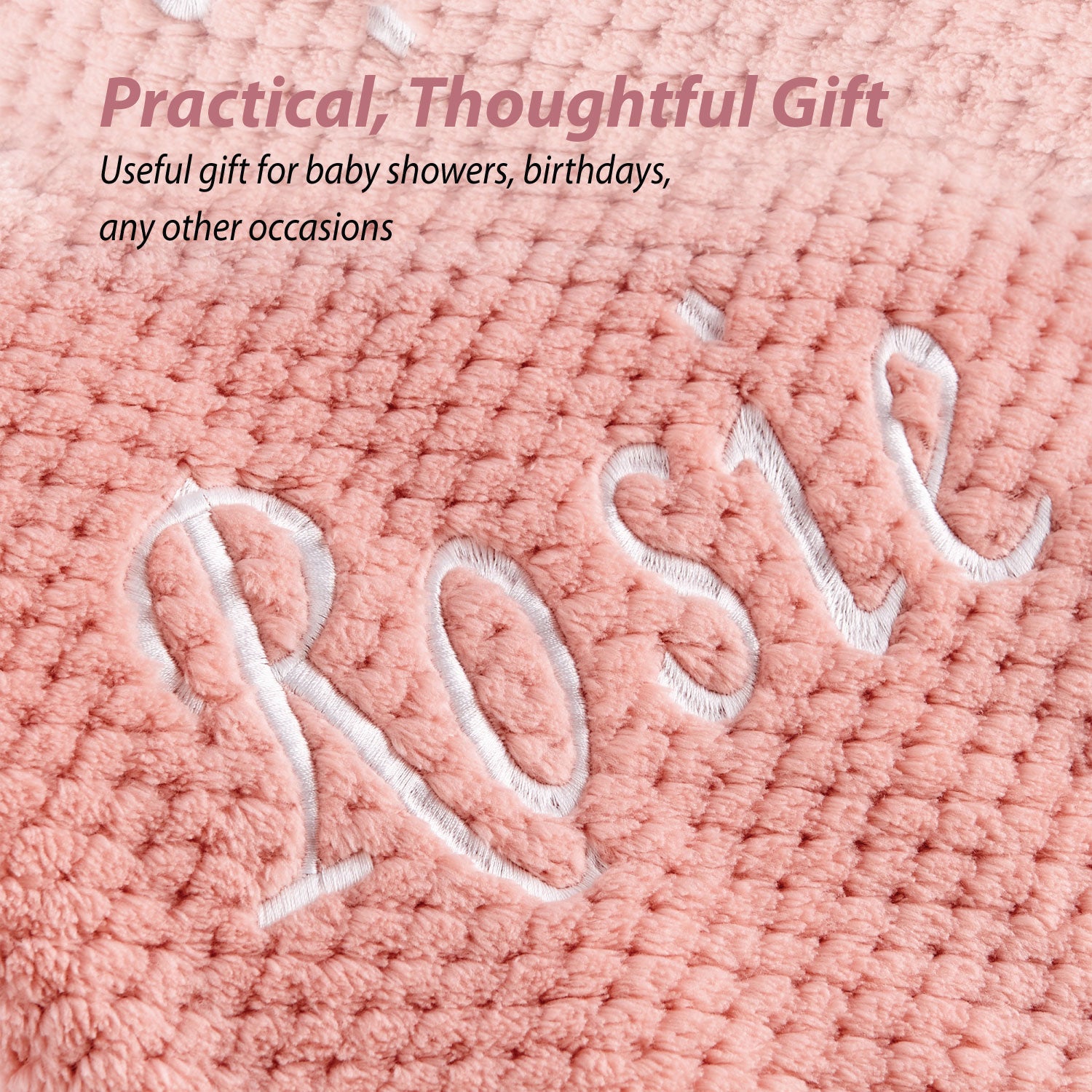 Personalised Baby Blankets - Embroidered Rose Waffle Blanket