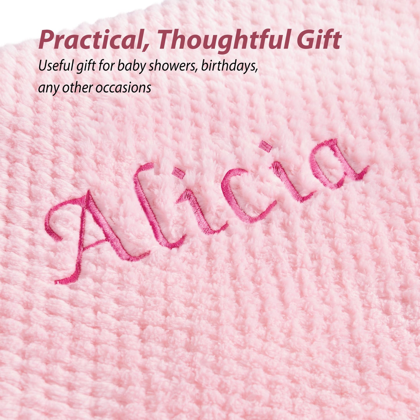 Personalised Baby Blankets – Embroidered Pink Waffle Blanket