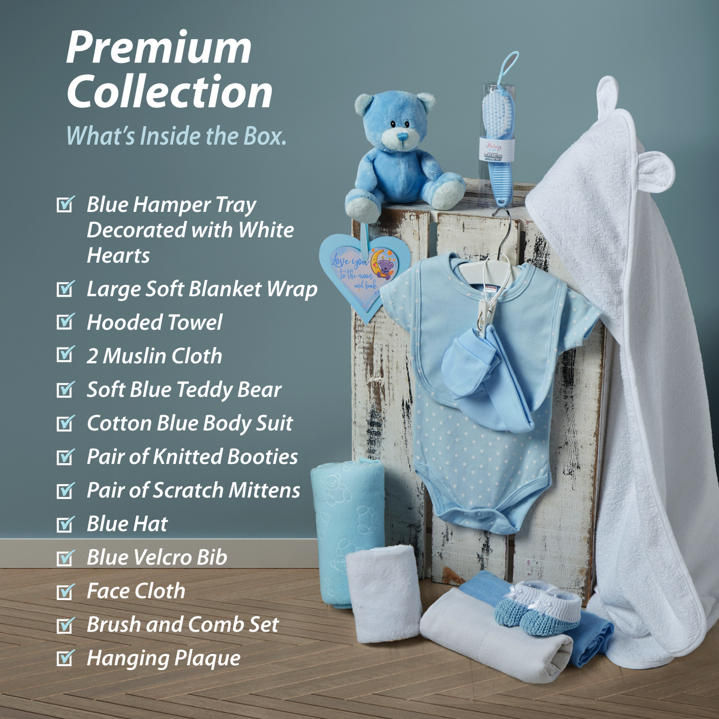 Baby Gift Set – Baby Gift Baskets Newborn Essentials in Blue Tray