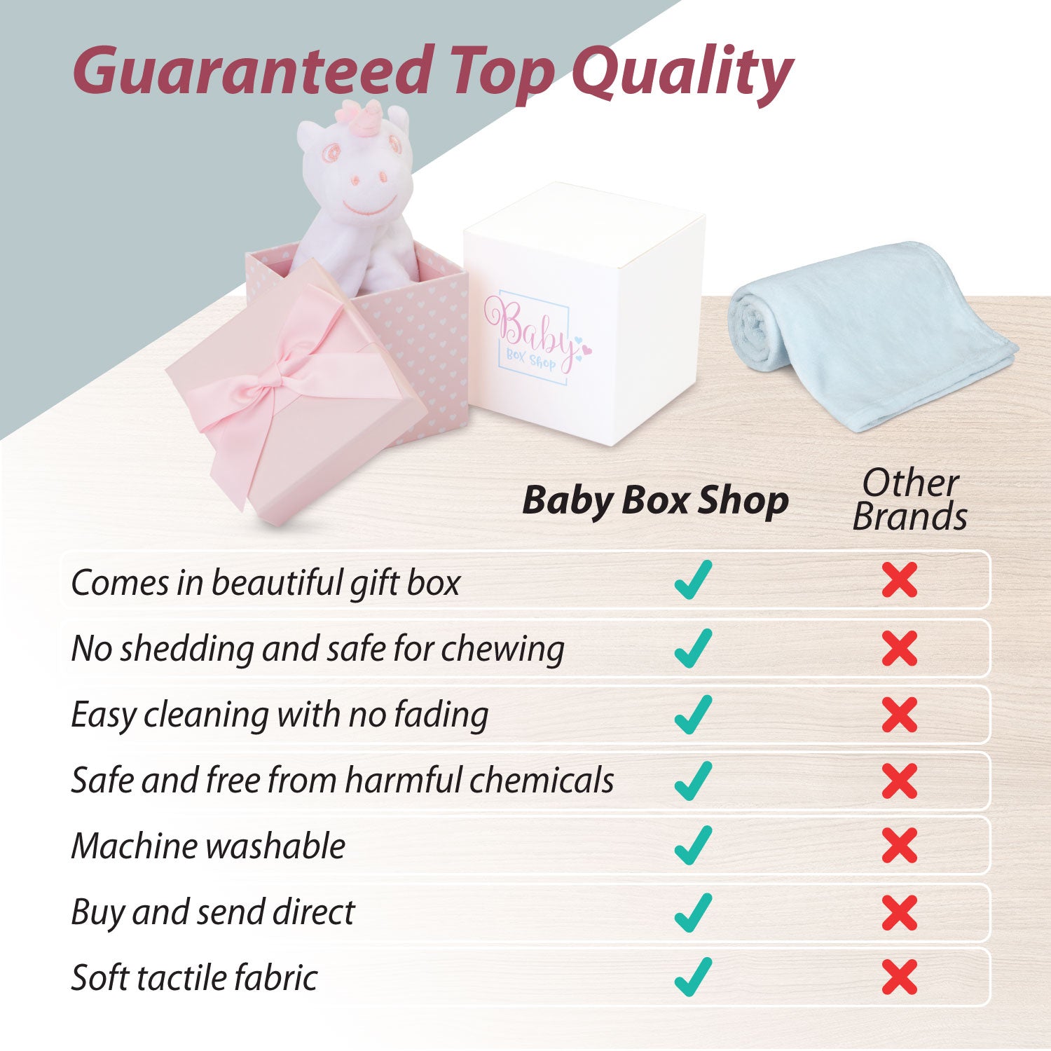 Baby Girl Gifts – Baby Comforter Pink with Unicorn in Gift Box