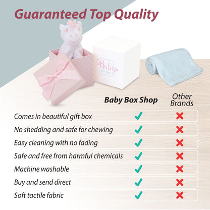 Baby Girl Gifts – Baby Comforter Pink with Unicorn in Gift Box