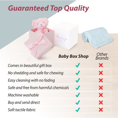 Baby Girl Gifts – Baby Comforter Pink with Bear Head in Gift Box