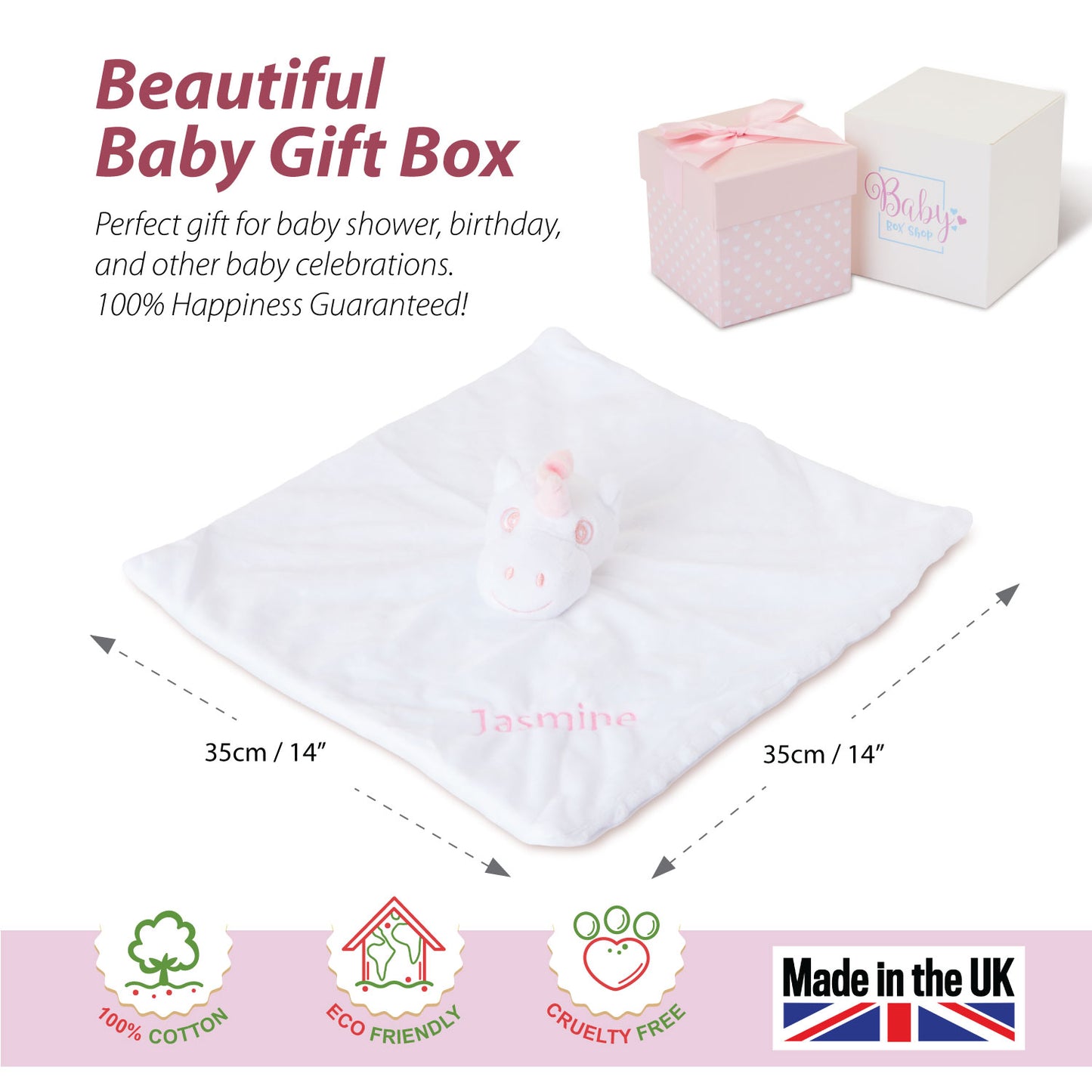 Personalised Baby Gifts - Baby Comforter Pink Unicorn