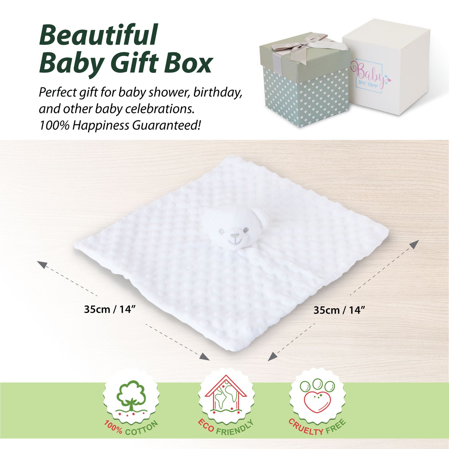 Baby Gifts – Baby Comforter Grey with Bear Head in Gift Box