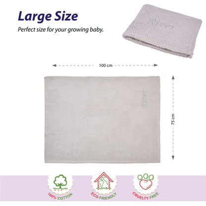 Personalised Baby Blankets - Embroidered Grey Waffle Blanket