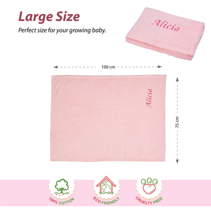 Personalised Baby Blankets – Embroidered Pink Waffle Blanket