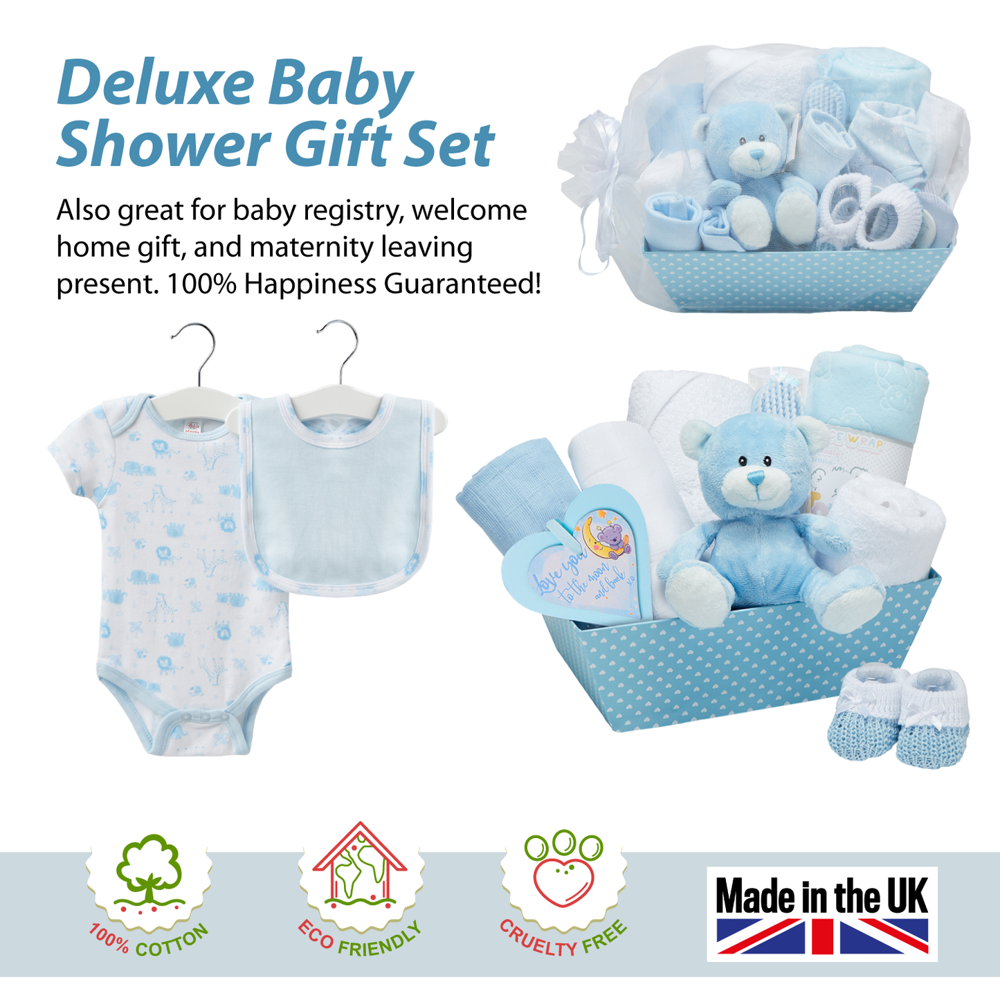 Baby Gift Set – Baby Gift Baskets Newborn Essentials in Blue Tray