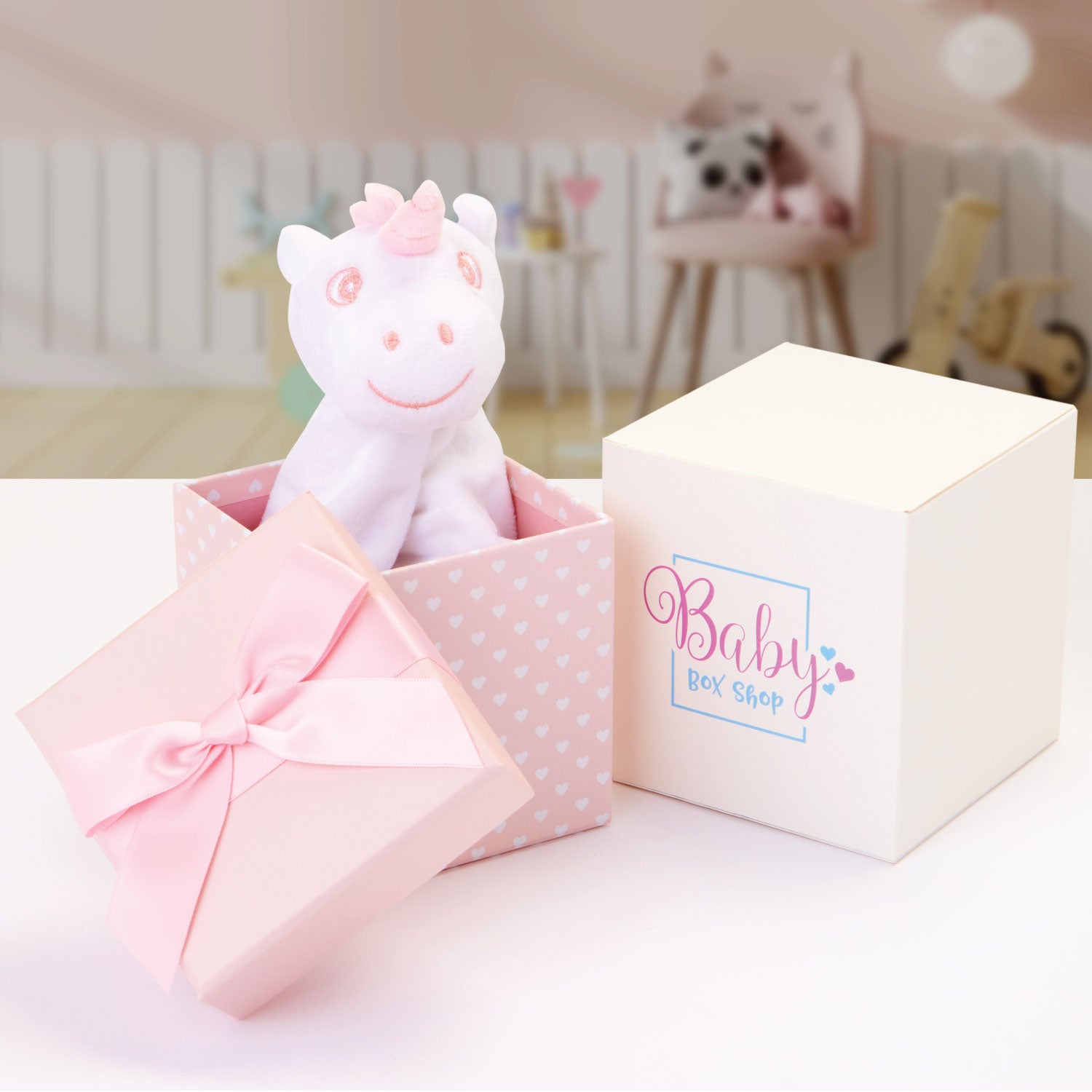 Baby Girl Gifts – Baby Comforter Pink with Unicorn in Gift Box