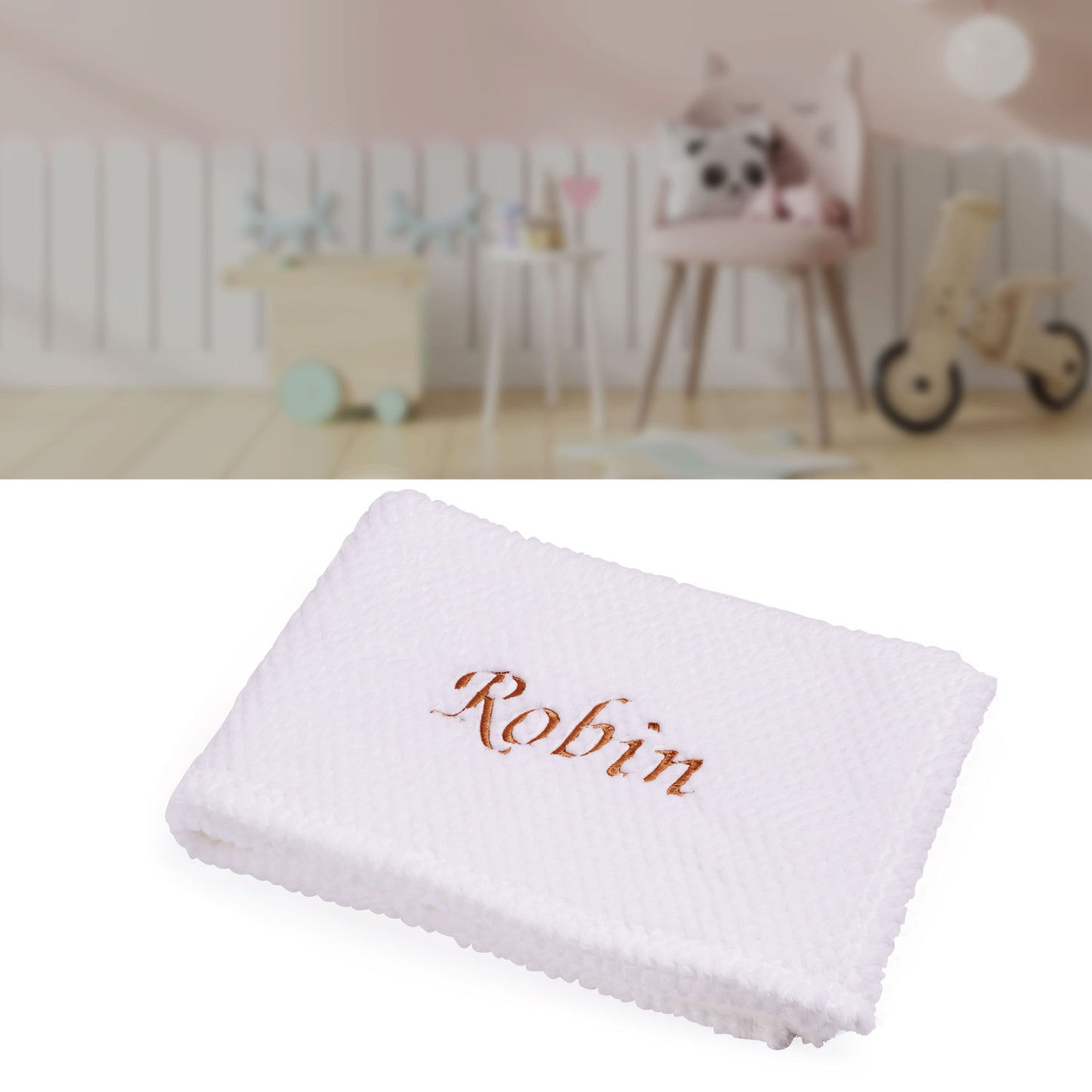 Personalised Baby Blankets – Embroidered White Waffle Blanket