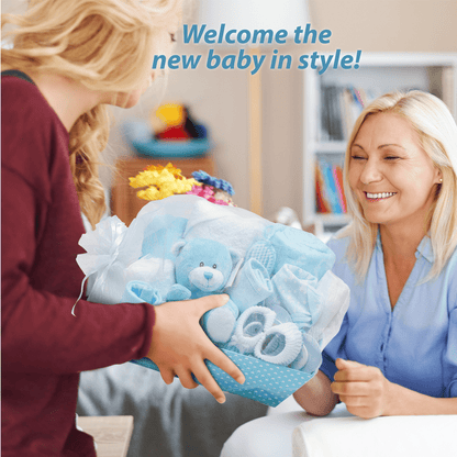 17 Baby Boy Gifts Newborn Ideal for Baby Shower Gifts & Christenings with New Baby Essentials for Newborn Boy and Plush Blue Teddy Bear