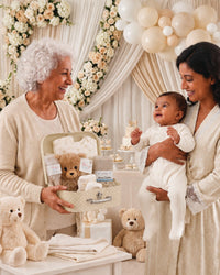 Cream , 9CM23-C , Gift Scene Shot ,

The cream keepsake case styled as a baby shower gift