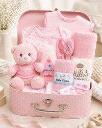 Pink , 9CM23-P , Hero Shot ,

Baby essentials gift set in a pink keepsake case with bodysuit, bib, socks, muslin, teddy bear and Johnson's baby lotion