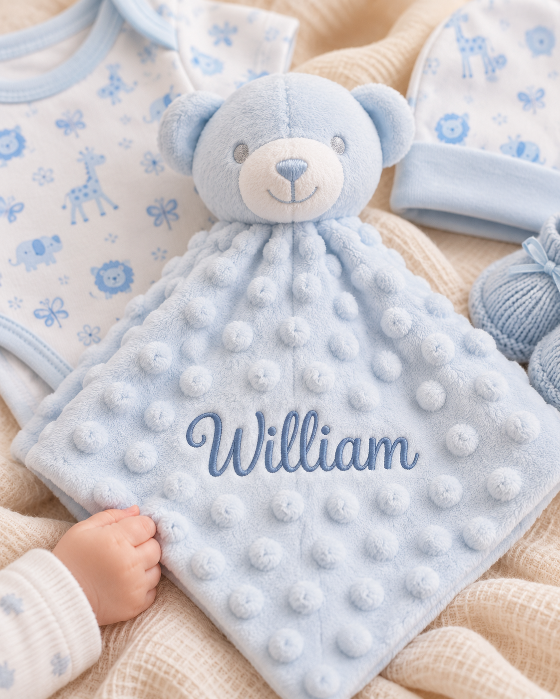 Blue , 9CS22-B-EMB , Personalised Shot ,

Blue bubble bear comforter with an embroidered name