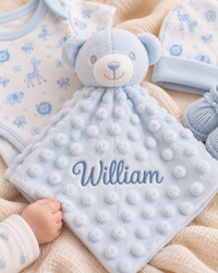 Blue , 9CS22-B-EMB , Personalised Shot ,

Blue bubble bear comforter with an embroidered name