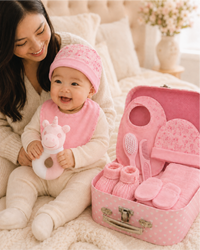 Pink - 9CXS21-P - Mother and baby together with the pink keepsake case