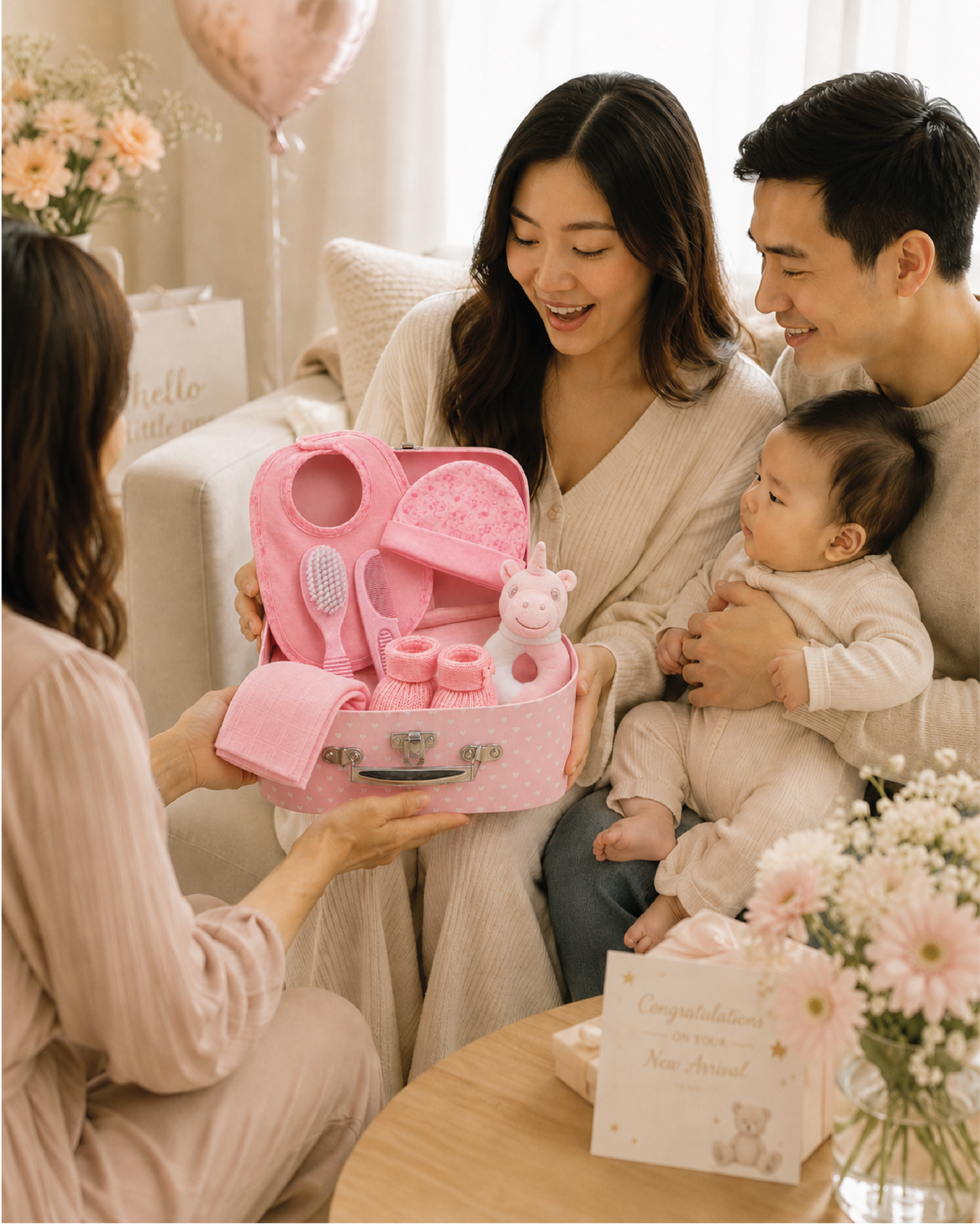 Pink - 9CXS21-P - The pink keepsake case given as a gift at a baby shower