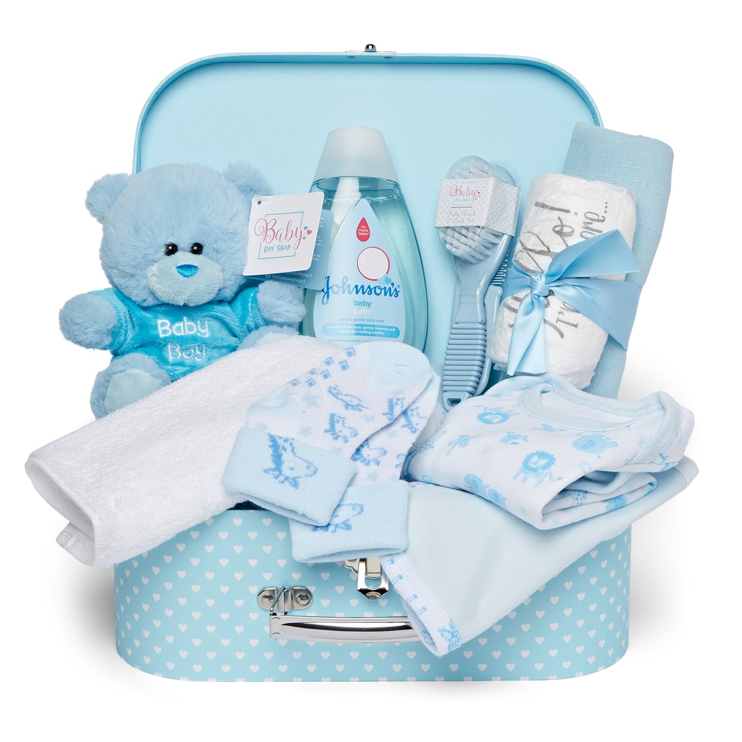 Baby Gift Set -  Keepsake Box Case Filled with Newborn Essentials (Blue)