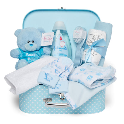 Baby Gift Set -  Keepsake Box Case Filled with Newborn Essentials (Blue)