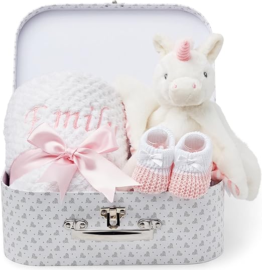 Personalised Baby Gift Set Pink - White Stars Unicorn