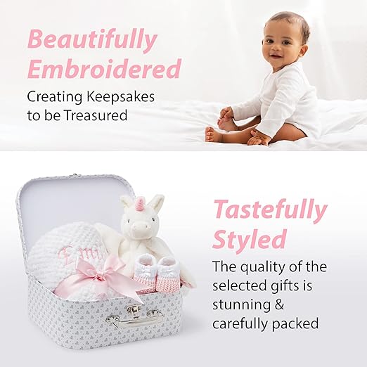 Personalised Baby Gift Set Pink - White Stars Unicorn