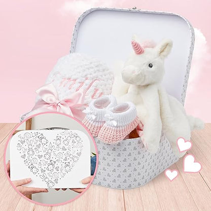 Personalised Baby Gift Set Pink - White Stars Unicorn