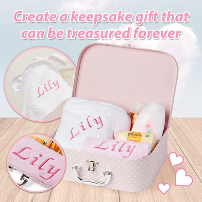 Personalised Baby Gift Set - Baby Bath Gift Hamper in Pink Case