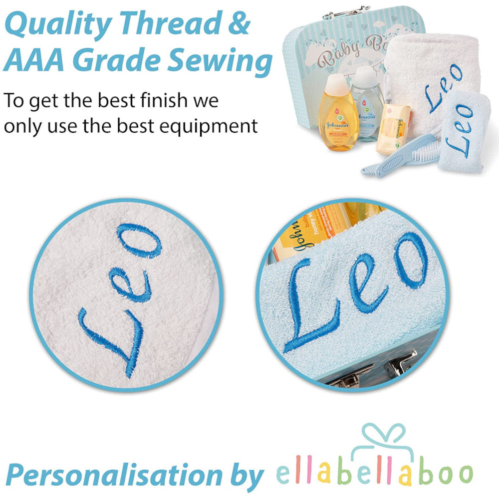 Personalised Baby Gift Set - Baby Bath Gift Hamper in Blue Case