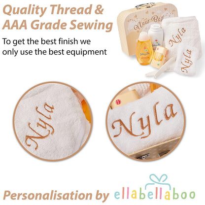 Personalised Baby Gift Set - Baby Bath Gift Hamper in Cream Case