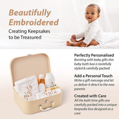 Personalised Baby Gift Set - Baby Bath Gift Hamper in Cream Case